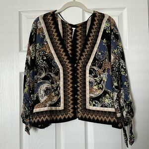 Free People Patterned Blouse Top Small